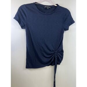 INC International Concepts Navy Tie Front Short Sleeve T-Shirt Women Size PP‎